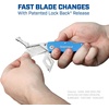 image:imageSheffield Lock Back Utility Knife 4 Pack with 10 Utility Knife Blades  Box Cutter with Aluminum Texture Grip Handle Features Pocket Clip Patented Quick Change Utility Blade MechanismBlue