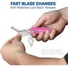 image:imageSheffield Lock Back Utility Knife 4 Pack with 10 Utility Knife Blades  Box Cutter with Aluminum Texture Grip Handle Features Pocket Clip Patented Quick Change Utility Blade MechanismPinkPurple