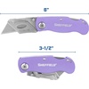image:imageSheffield Lock Back Utility Knife 4 Pack with 10 Utility Knife Blades  Box Cutter with Aluminum Texture Grip Handle Features Pocket Clip Patented Quick Change Utility Blade MechanismPinkPurple