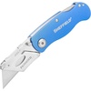 image:imageSheffield Lock Back Utility Knife 4 Pack with 10 Utility Knife Blades  Box Cutter with Aluminum Texture Grip Handle Features Pocket Clip Patented Quick Change Utility Blade MechanismBlue