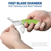 image:imageSheffield Lock Back Utility Knife 4 Pack with 10 Utility Knife Blades  Box Cutter with Aluminum Texture Grip Handle Features Pocket Clip Patented Quick Change Utility Blade MechanismGreen