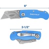 image:imageSheffield Lock Back Utility Knife 4 Pack with 10 Utility Knife Blades  Box Cutter with Aluminum Texture Grip Handle Features Pocket Clip Patented Quick Change Utility Blade MechanismRed  Blue  Silver