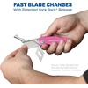 image:imageSheffield Lock Back Utility Knife 4 Pack with 10 Utility Knife Blades  Box Cutter with Aluminum Texture Grip Handle Features Pocket Clip Patented Quick Change Utility Blade MechanismPink