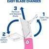 image:imageSheffield Lock Back Utility Knife 4 Pack with 10 Utility Knife Blades  Box Cutter with Aluminum Texture Grip Handle Features Pocket Clip Patented Quick Change Utility Blade MechanismPinkPurple