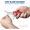 image:imageSheffield Lock Back Utility Knife 4 Pack with 10 Utility Knife Blades  Box Cutter with Aluminum Texture Grip Handle Features Pocket Clip Patented Quick Change Utility Blade MechanismRed