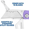 image:imageSheffield Lock Back Utility Knife 4 Pack with 10 Utility Knife Blades  Box Cutter with Aluminum Texture Grip Handle Features Pocket Clip Patented Quick Change Utility Blade MechanismPink  Purple  Light Blue