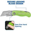 image:imageSheffield Lock Back Utility Knife 4 Pack with 10 Utility Knife Blades  Box Cutter with Aluminum Texture Grip Handle Features Pocket Clip Patented Quick Change Utility Blade MechanismGreen
