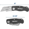 image:imageSheffield Lock Back Utility Knife 4 Pack with 10 Utility Knife Blades  Box Cutter with Aluminum Texture Grip Handle Features Pocket Clip Patented Quick Change Utility Blade MechanismBlack