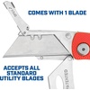image:imageSheffield Lock Back Utility Knife 4 Pack with 10 Utility Knife Blades  Box Cutter with Aluminum Texture Grip Handle Features Pocket Clip Patented Quick Change Utility Blade MechanismRed