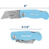 image:imageSheffield Lock Back Utility Knife 4 Pack with 10 Utility Knife Blades  Box Cutter with Aluminum Texture Grip Handle Features Pocket Clip Patented Quick Change Utility Blade MechanismPink  Purple  Light Blue