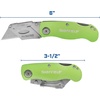 image:imageSheffield Lock Back Utility Knife 4 Pack with 10 Utility Knife Blades  Box Cutter with Aluminum Texture Grip Handle Features Pocket Clip Patented Quick Change Utility Blade MechanismGreen