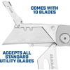 image:imageSheffield Lock Back Utility Knife 4 Pack with 10 Utility Knife Blades  Box Cutter with Aluminum Texture Grip Handle Features Pocket Clip Patented Quick Change Utility Blade MechanismRed  Blue  Silver