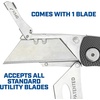 image:imageSheffield Lock Back Utility Knife 4 Pack with 10 Utility Knife Blades  Box Cutter with Aluminum Texture Grip Handle Features Pocket Clip Patented Quick Change Utility Blade MechanismBlack