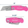 image:imageSheffield Lock Back Utility Knife 4 Pack with 10 Utility Knife Blades  Box Cutter with Aluminum Texture Grip Handle Features Pocket Clip Patented Quick Change Utility Blade MechanismPink