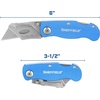 image:imageSheffield Lock Back Utility Knife 4 Pack with 10 Utility Knife Blades  Box Cutter with Aluminum Texture Grip Handle Features Pocket Clip Patented Quick Change Utility Blade MechanismBlue