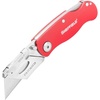 image:imageSheffield Lock Back Utility Knife 4 Pack with 10 Utility Knife Blades  Box Cutter with Aluminum Texture Grip Handle Features Pocket Clip Patented Quick Change Utility Blade MechanismRed